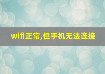 wifi正常,但手机无法连接