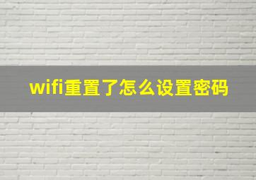 wifi重置了怎么设置密码