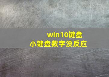 win10键盘小键盘数字没反应