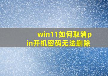 win11如何取消pin开机密码无法删除