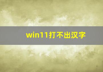 win11打不出汉字