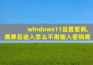 windows11设置密码,黑屏后进入怎么不用输入密码呢