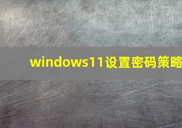 windows11设置密码策略