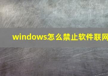 windows怎么禁止软件联网