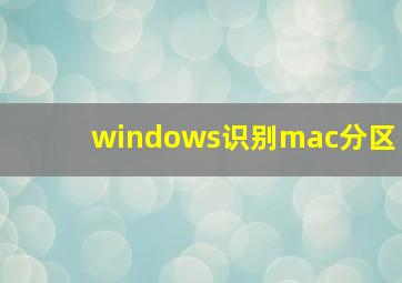 windows识别mac分区