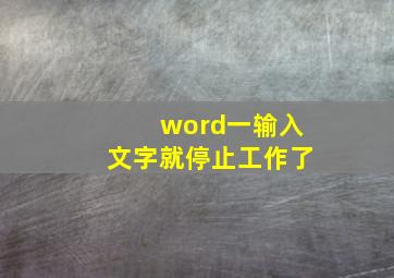 word一输入文字就停止工作了