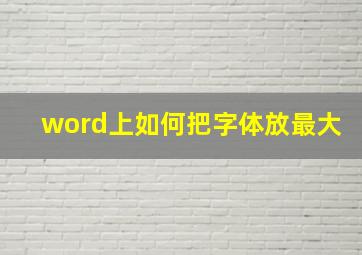 word上如何把字体放最大