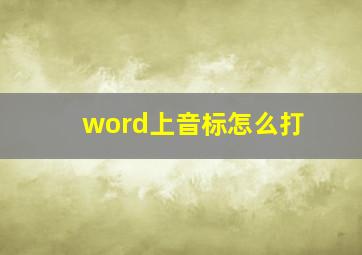 word上音标怎么打