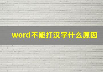 word不能打汉字什么原因