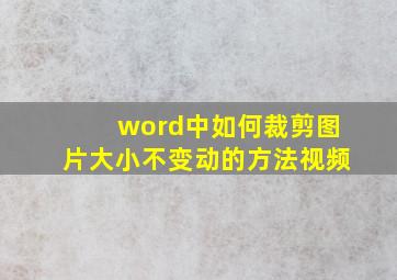 word中如何裁剪图片大小不变动的方法视频