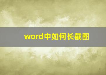 word中如何长截图