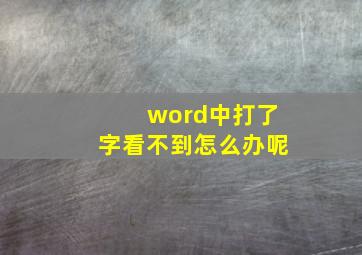 word中打了字看不到怎么办呢