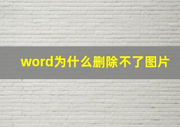 word为什么删除不了图片