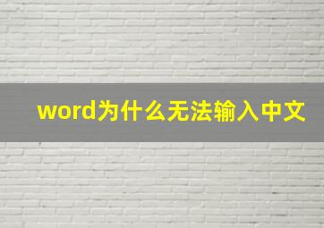 word为什么无法输入中文