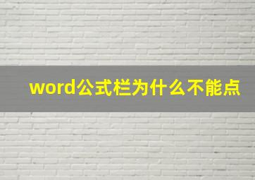 word公式栏为什么不能点