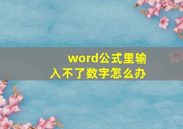 word公式里输入不了数字怎么办