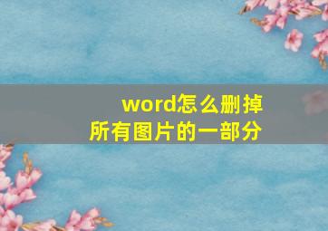 word怎么删掉所有图片的一部分