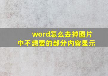 word怎么去掉图片中不想要的部分内容显示