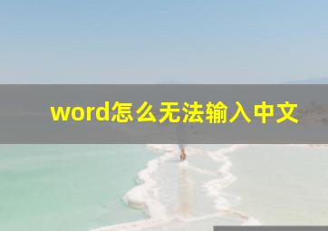 word怎么无法输入中文