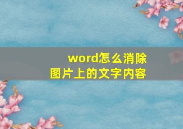 word怎么消除图片上的文字内容