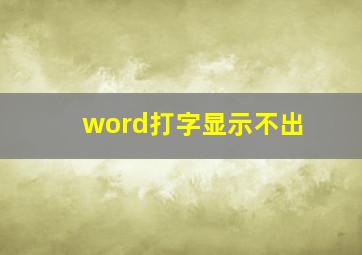 word打字显示不出