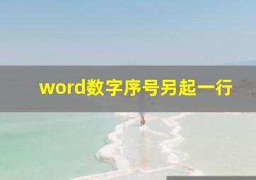 word数字序号另起一行