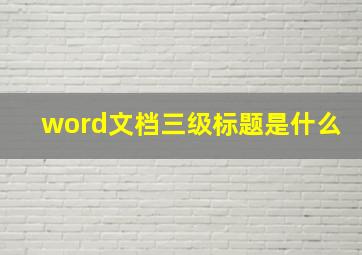 word文档三级标题是什么