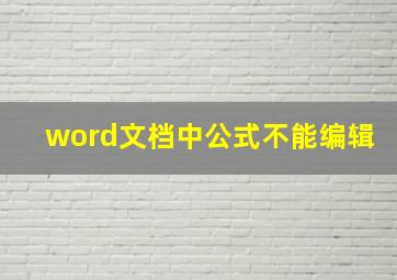 word文档中公式不能编辑