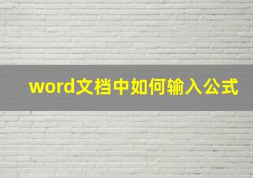 word文档中如何输入公式