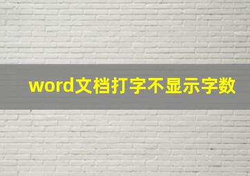 word文档打字不显示字数