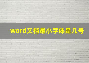 word文档最小字体是几号