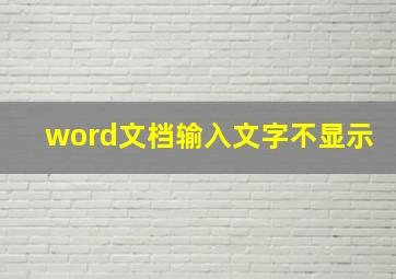 word文档输入文字不显示