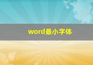 word最小字体