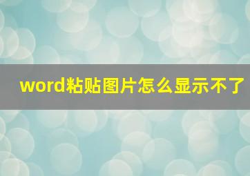 word粘贴图片怎么显示不了