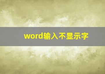 word输入不显示字