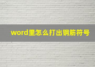 word里怎么打出钢筋符号