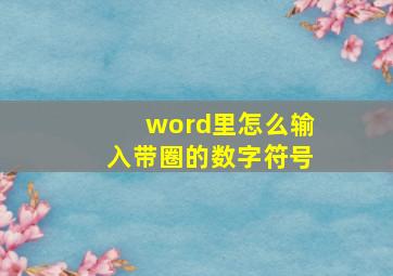 word里怎么输入带圈的数字符号