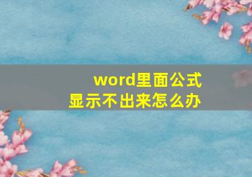 word里面公式显示不出来怎么办