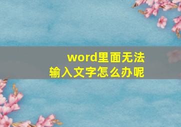 word里面无法输入文字怎么办呢