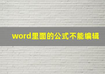 word里面的公式不能编辑