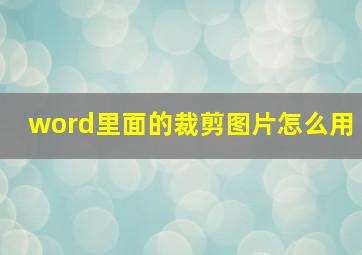 word里面的裁剪图片怎么用