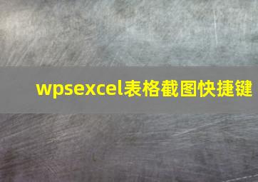 wpsexcel表格截图快捷键