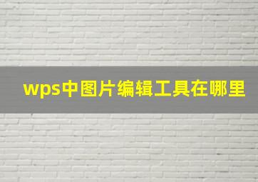 wps中图片编辑工具在哪里