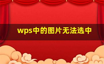 wps中的图片无法选中