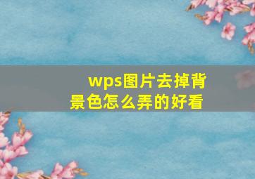 wps图片去掉背景色怎么弄的好看