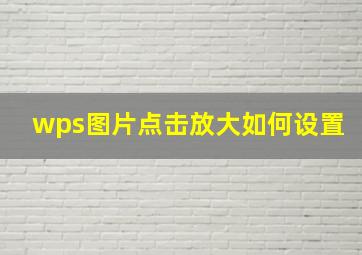 wps图片点击放大如何设置