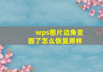 wps图片边角变圆了怎么恢复原样