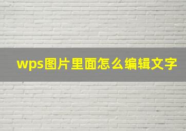 wps图片里面怎么编辑文字