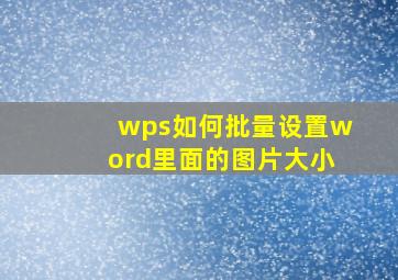 wps如何批量设置word里面的图片大小