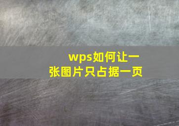 wps如何让一张图片只占据一页